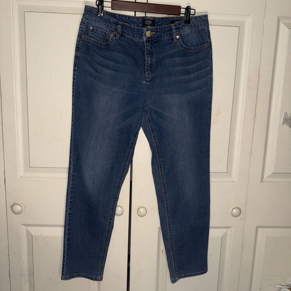 Jones New York Women's Blue Lexington Ankle Jeans, Size 14P Embellished Pockets